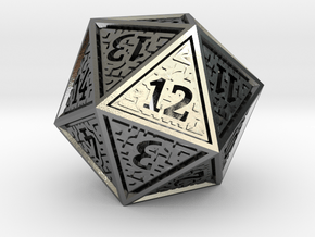 Hedron D20 SPINDOWN (Hollow), balanced die in Polished Silver