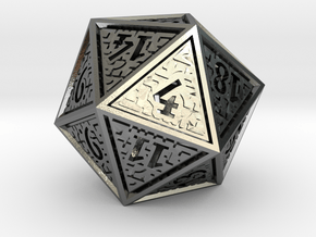 Hedron D20 (Hollow), balanced gaming die in Polished Silver