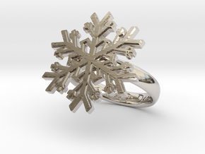 Snowflake Ring 1 d=17.5mm h35d175 in Rhodium Plated Brass