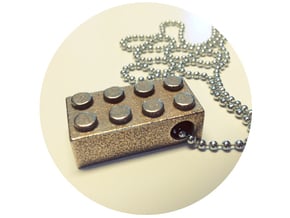 Lego-inspired Pendant in Polished Bronzed Silver Steel