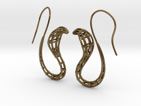Cobra Earrings Wireframe in Polished Bronze