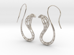 Cobra Earrings Wireframe in Rhodium Plated Brass