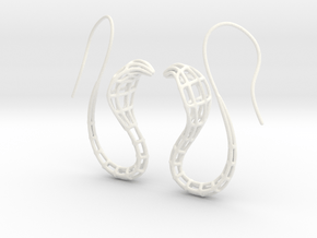 Cobra Earrings Wireframe in White Processed Versatile Plastic