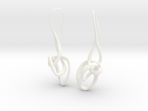 Treble Clef Earrings in White Processed Versatile Plastic