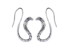 Cobra Earrings Wireframe in Polished Silver