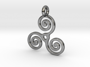 Triple Spiral in Fine Detail Polished Silver