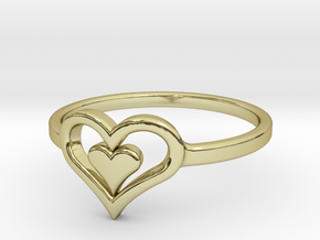 Heart Ring size 6 in 18k Gold Plated Brass
