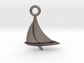 Sailboat Pendant in Polished Bronzed Silver Steel