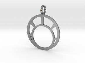 Combination Pendant Front 25 mm in Fine Detail Polished Silver