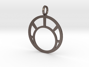 Combination Pendant Front 25 mm in Polished Bronzed Silver Steel