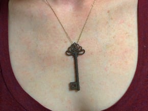 Skeleton Key with Celtic Knot in Polished Bronze Steel