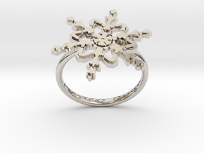 Snowflake Ring 2 d=17.5mm h21d175 in Rhodium Plated Brass