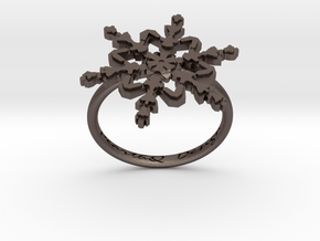 Snowflake Ring 2 d=17.5mm h21d175 in Polished Bronzed Silver Steel