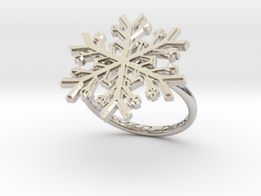 Snowflake Ring 1 d=17.5mm h21d175 in Rhodium Plated Brass