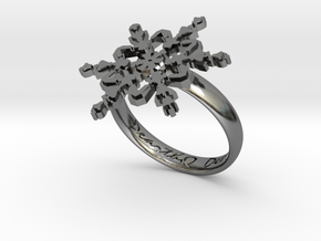 Snowflake Ring 2 d=18.5mm h35d185 in Fine Detail Polished Silver