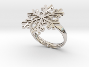 Snowflake Ring 1 d=18.5mm h35d185 in Rhodium Plated Brass