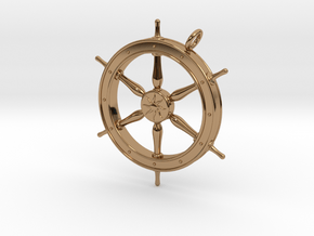 Ship's Wheel Pendant in Polished Brass
