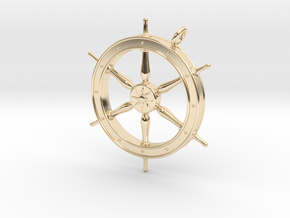 Ship's Wheel Pendant in 14k Gold Plated Brass