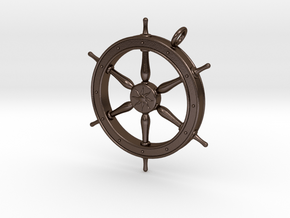 Ship's Wheel Pendant in Polished Bronze Steel