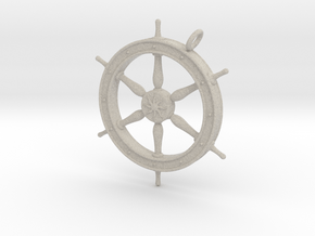 Ship's Wheel Pendant in Natural Sandstone