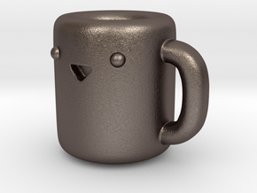 Happy Coffee Cup in Polished Bronzed Silver Steel
