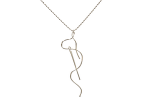 Needle And Thread Pendant in Rhodium Plated Brass