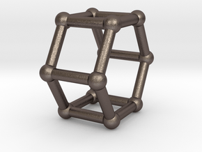 0422 Hexagonal Prism (a=1cm) #002 in Polished Bronzed Silver Steel