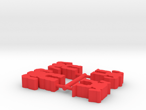 Game Piece, War Mechs 4-set in Red Processed Versatile Plastic