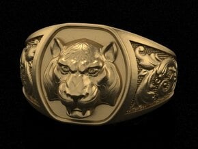 Tiger ring #4  size 9.5 in Polished Brass