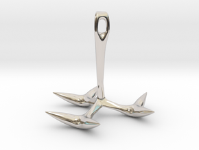 Grappling Hook Double Spike in Rhodium Plated Brass