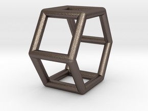 0421 Hexagonal Prism (a=1cm) #001 in Polished Bronzed Silver Steel