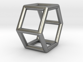 0421 Hexagonal Prism (a=1cm) #001 in Natural Silver