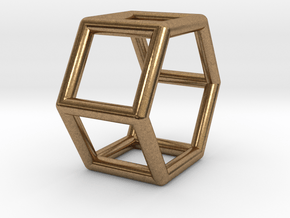 0421 Hexagonal Prism (a=1cm) #001 in Natural Brass