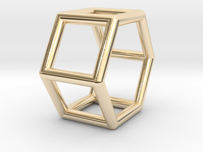 0421 Hexagonal Prism (a=1cm) #001 in 14k Gold Plated Brass