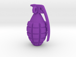 Keychain Grenade  solid &    25mm hight in Purple Processed Versatile Plastic