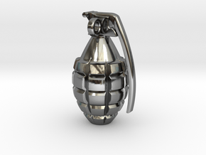 Keychain Grenade  solid &    25mm hight in Fine Detail Polished Silver