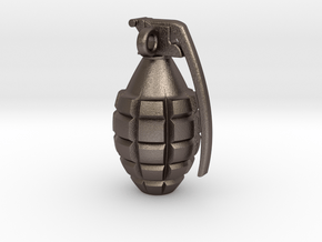 Keychain Grenade      25mm height in Polished Bronzed Silver Steel