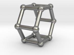 0422 Hexagonal Prism (a=1cm) #002 in Natural Silver