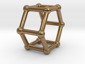 0422 Hexagonal Prism (a=1cm) #002 in Natural Brass