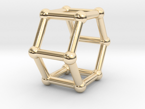 0422 Hexagonal Prism (a=1cm) #002 in 14K Yellow Gold