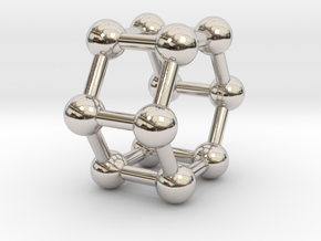 0423 Hexagonal Prism (a=1cm) #003 in Rhodium Plated Brass