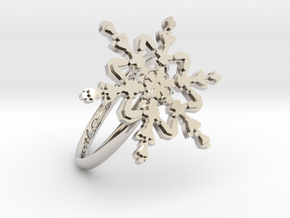 Snowflake Ring 2 d=18.5mm h21d185 in Rhodium Plated Brass