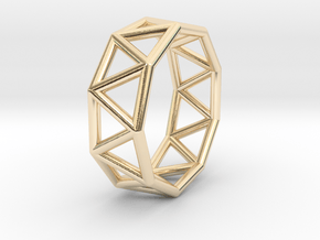 0424 Nonagonal Antiprism (a=1cm) #001 in 14k Gold Plated Brass