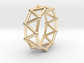 0425 Nonagonal Antiprism (a=1cm) #002 in 14k Gold Plated Brass