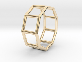 0427 Nonagonal Prism (a=1cm) #001 in 14k Gold Plated Brass