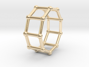 0428 Nonagonal Prism (a=1cm) #002 in 14k Gold Plated Brass