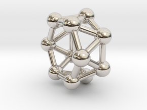 0420 Hexagonal Antiprism (a=1cm) #003 in Rhodium Plated Brass