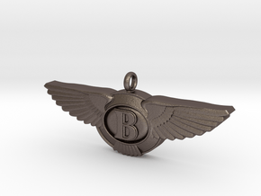Pendant with wings /  50mm width in Polished Bronzed Silver Steel