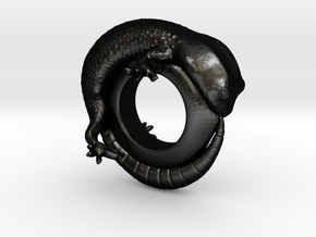 Gecko Ring     Size 5 in Matte Black Steel