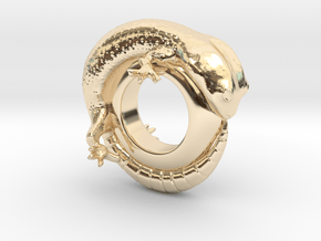 Gecko Ring     Size 5 in 14k Gold Plated Brass